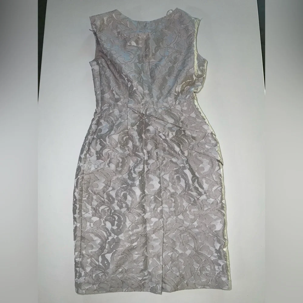 Adrianna Papell Sleeveless Cocktail Dress Floral Embroidered Sheath Pattern - Picture 8 of 10